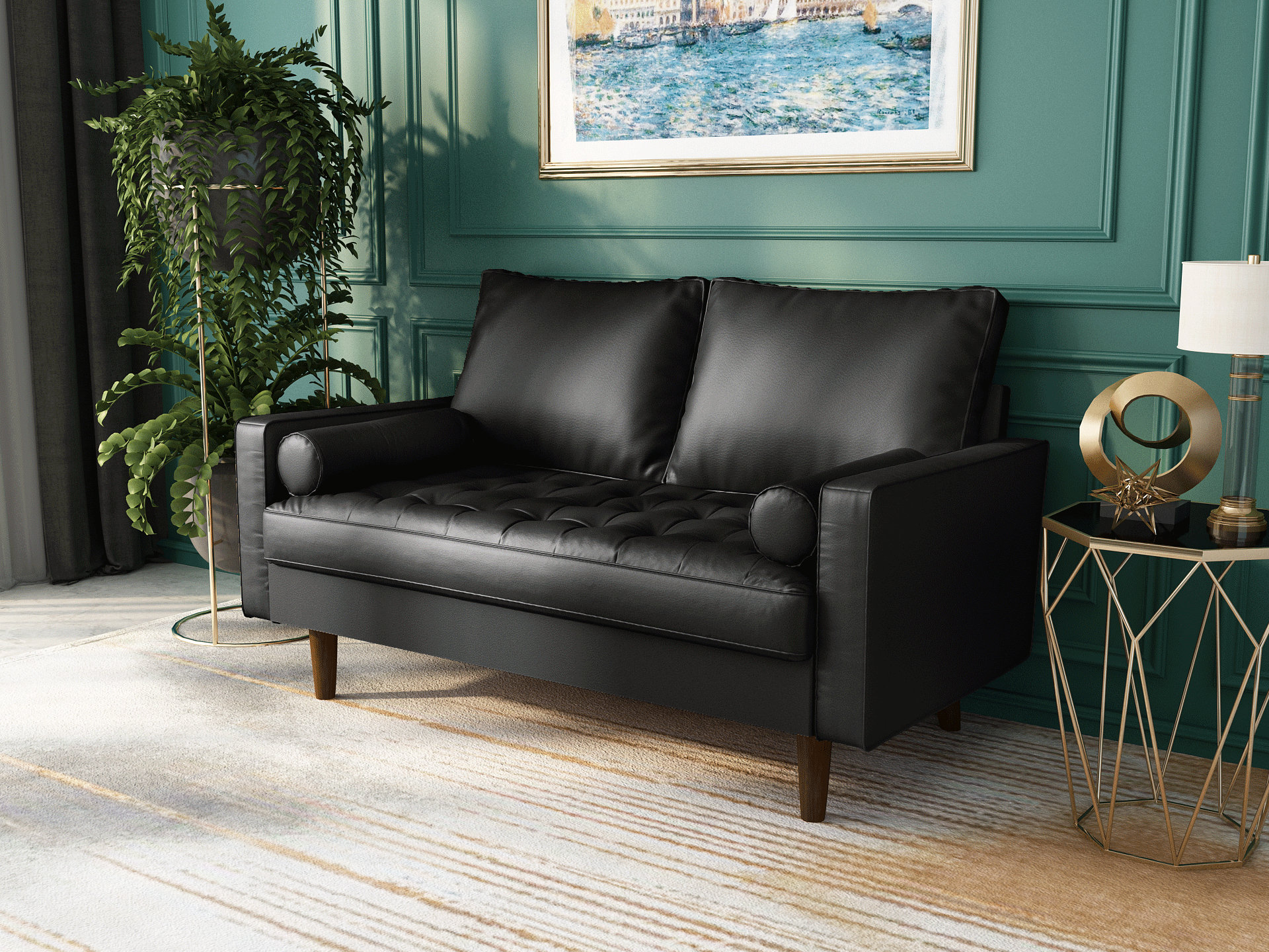 Wade Logan Northview 58 Faux Leather Square Arm Loveseat Reviews Wayfair